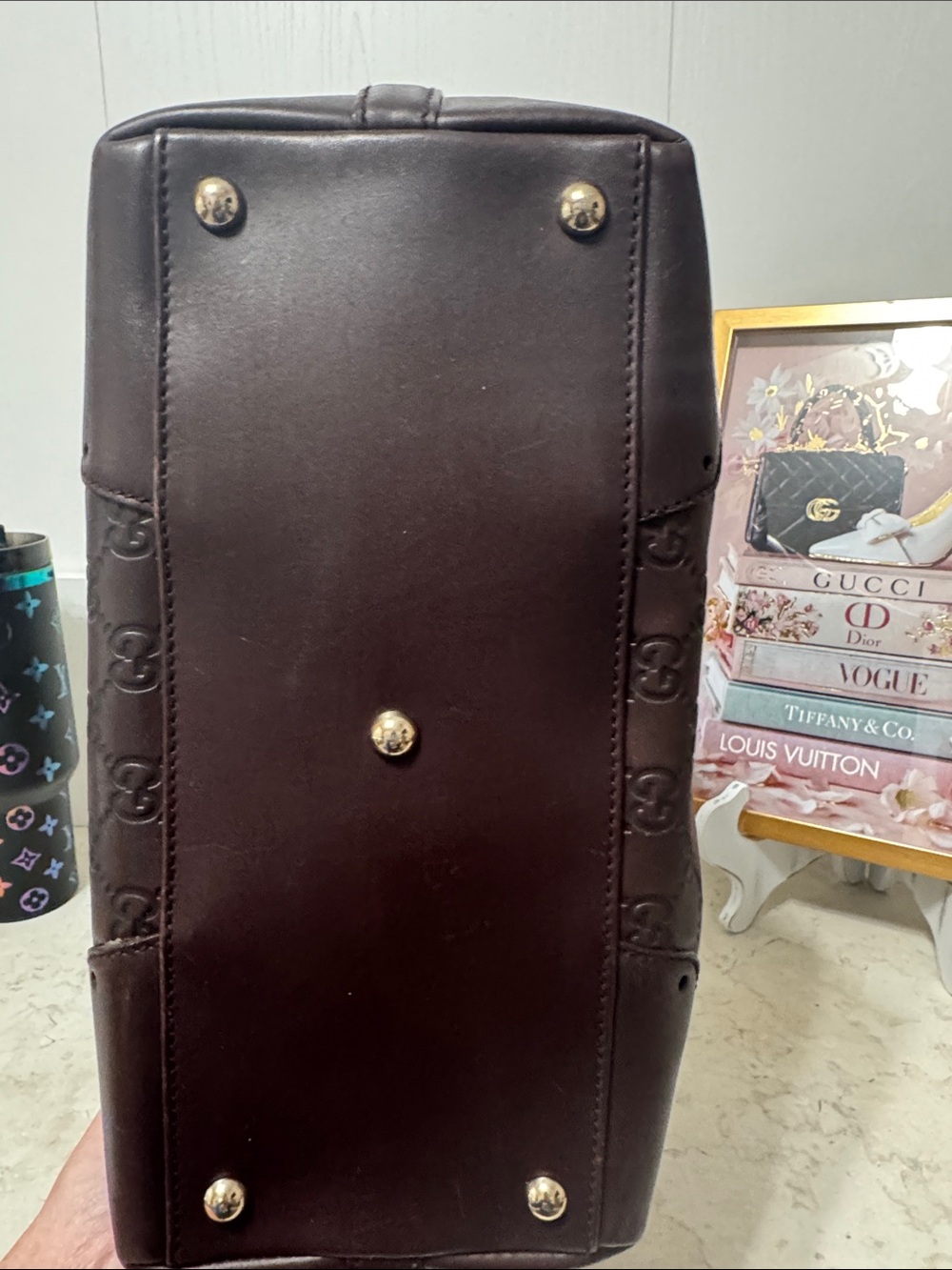 Gucci Guccisima medium punch tote in Chocolate Brown leather - Picture 7 of 12
